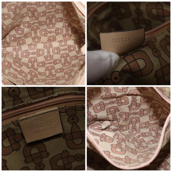 GUCCI GG Canvas Guccissima Abbey Bag Leather Beige Gold 131326 Auth 147484 - Picture 15 of 16